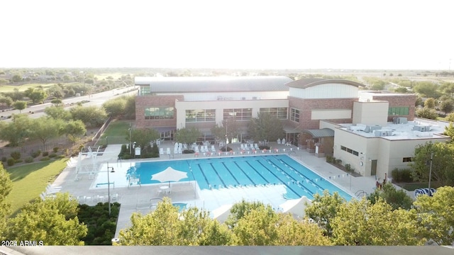 view of pool featuring a patio