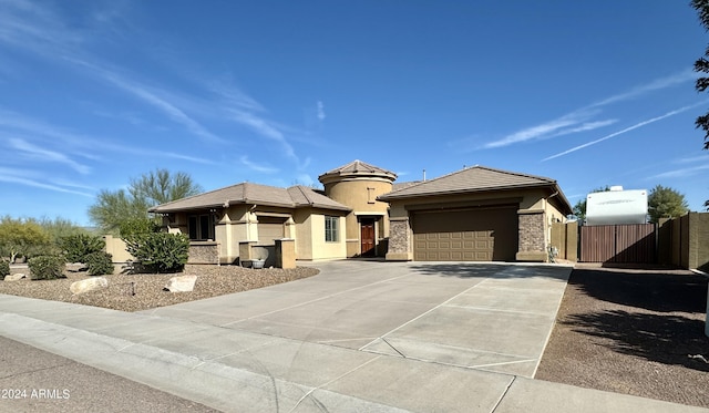 prairie-style house with a garage