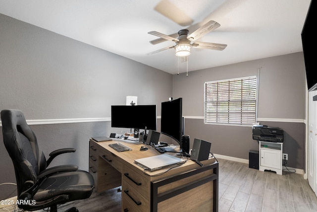 255 N Hunt Dr E, Mesa, AZ 85203 - home office with light wood-style floors and ceiling fan