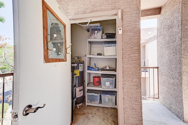 interior space featuring electric water heater