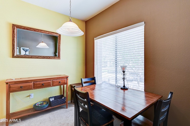 dining area with carpet floors