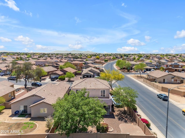 birds eye view of property featuring a residential view and a mountain view