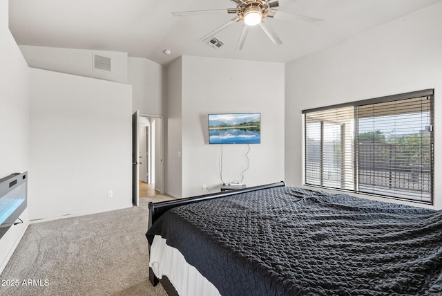 13438 N 130th Ln, El Mirage, AZ 85335 - bedroom featuring carpet flooring, lofted ceiling, a ceiling fan, and baseboards