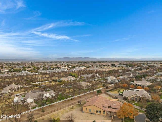 aerial view featuring a residential view and a mountain view