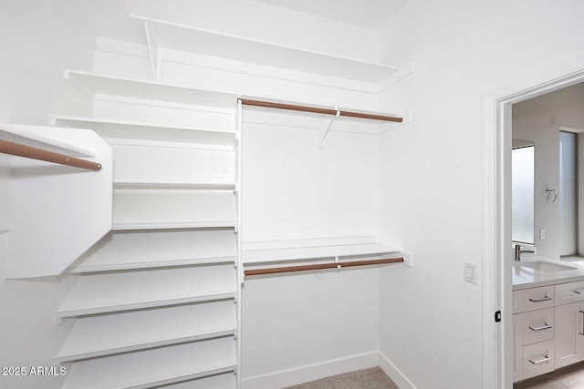 walk in closet with a sink