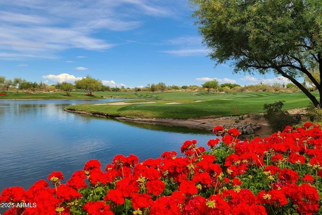 view of water feature with view of golf course