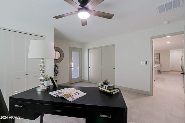 office featuring ceiling fan