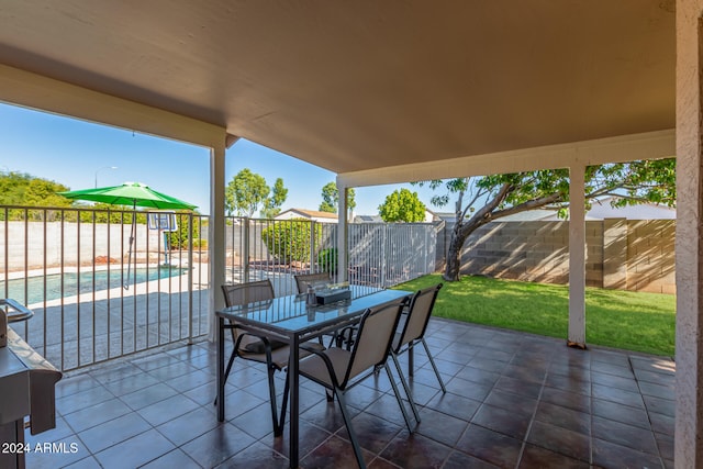 view of patio with a fenced in pool