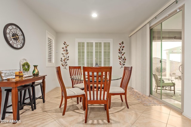 dining room with light tile patterned floors