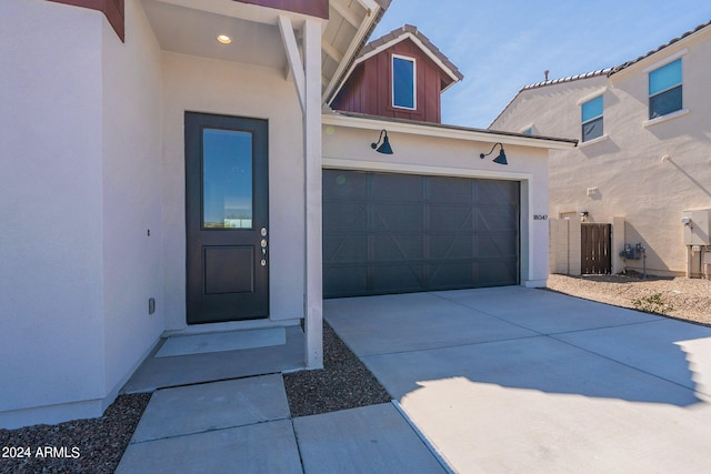 exterior space featuring a garage