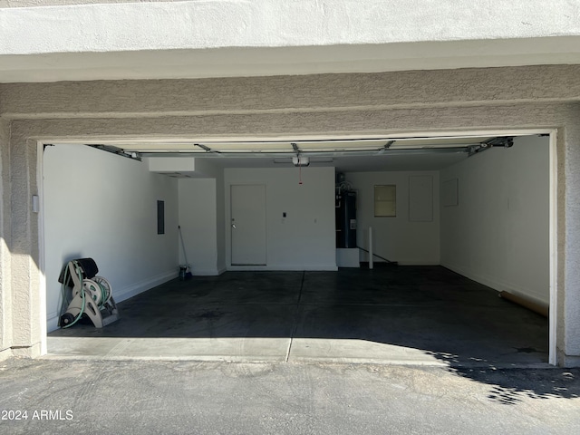 garage with electric water heater