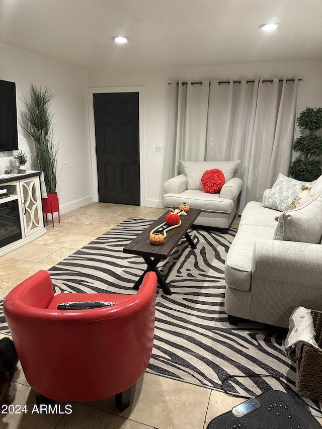 view of tiled living room