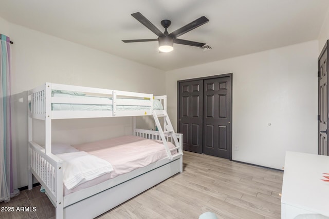 756 E Appaloosa Rd, Gilbert, AZ 85296 - bedroom with light wood-style floors and a ceiling fan