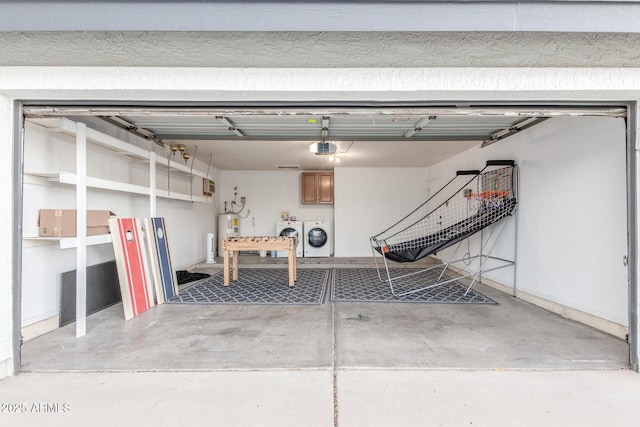 756 E Appaloosa Rd, Gilbert, AZ 85296 - garage featuring washer and clothes dryer, water heater, and a garage door opener