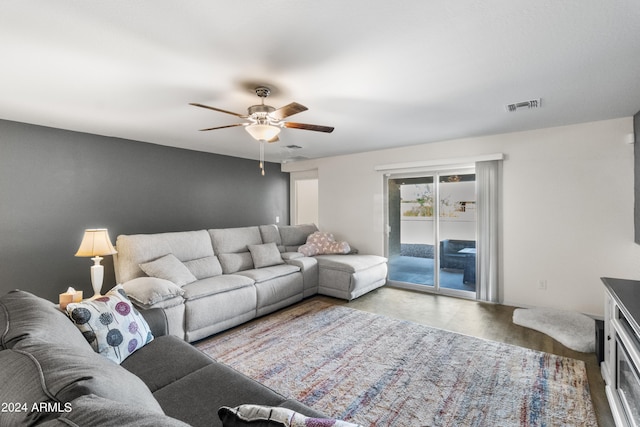 530 W Pintail Dr, Casa Grande, AZ 85122 - living room featuring a ceiling fan and wood finished floors