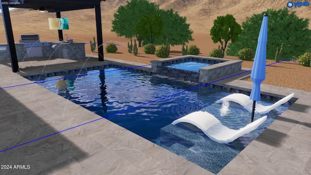 view of pool featuring a pool with connected hot tub and a patio