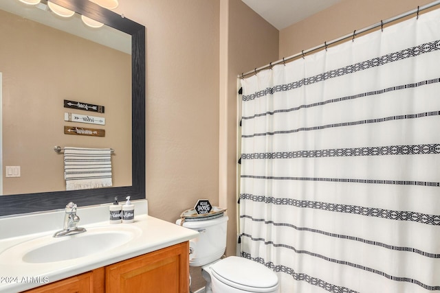 6084 W Yorktown Way, Florence, AZ 85132 - bathroom featuring toilet, a shower with shower curtain, and vanity