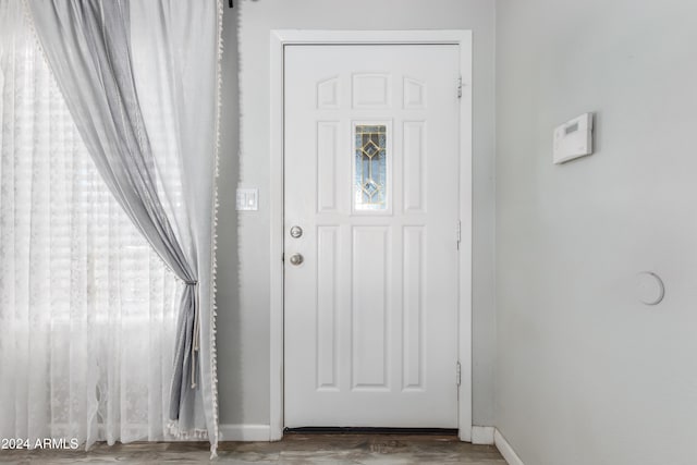 entryway with a healthy amount of sunlight and wood-type flooring