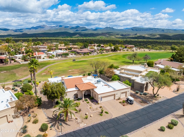 bird's eye view with a mountain view