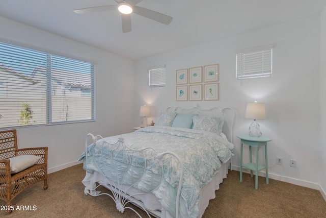 bedroom with carpet floors and ceiling fan