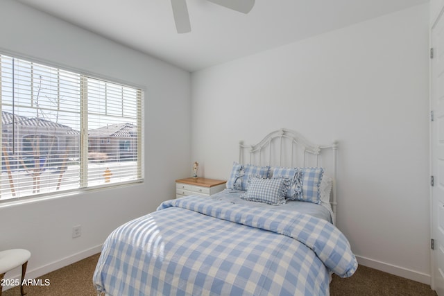 bedroom with carpet and ceiling fan