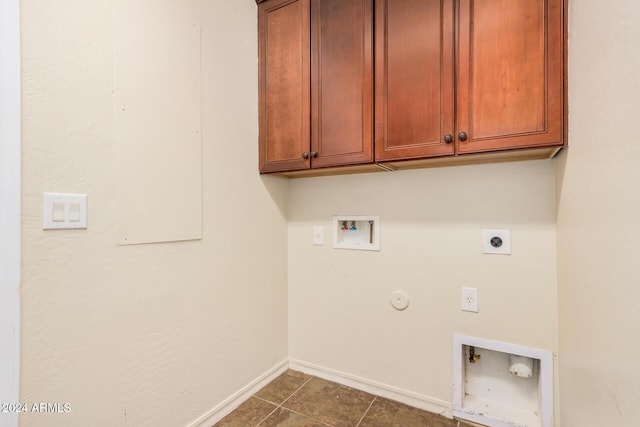 322 E Caribbean Dr, Casa Grande, AZ 85122 - washroom with electric dryer hookup, washer hookup, baseboards, cabinet space, and hookup for a gas dryer
