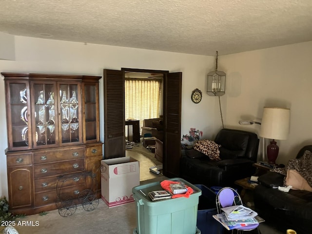 9033 N 15th Dr, Phoenix, AZ 85021 - carpeted living area featuring a textured ceiling