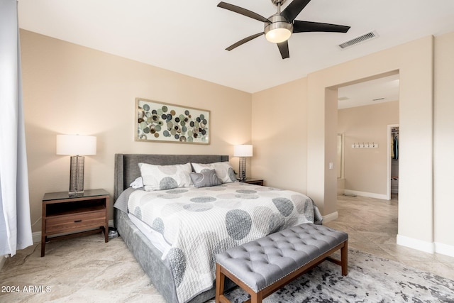 bedroom featuring ceiling fan