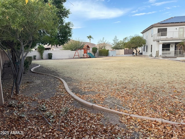 view of yard with a playground