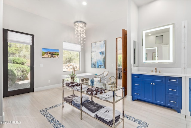 interior space featuring a wealth of natural light and vanity