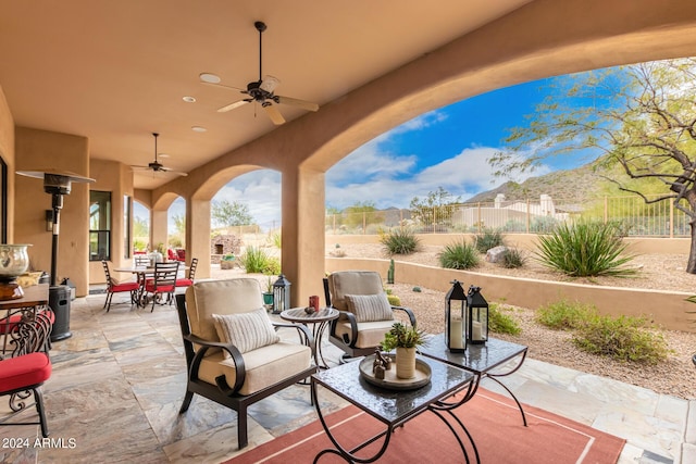 view of patio with ceiling fan