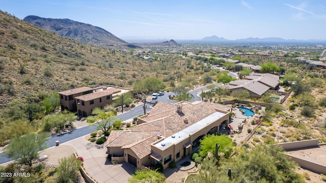 aerial view featuring a mountain view