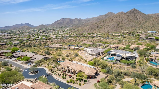 aerial view with a mountain view