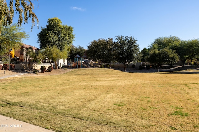 view of yard with a playground