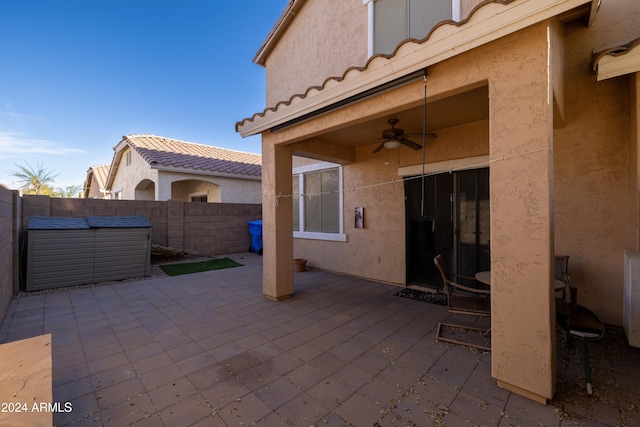 view of patio / terrace featuring ceiling fan