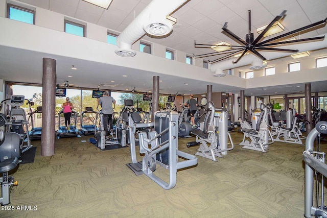 6937 E Purple Shade Cir, Scottsdale, AZ 85266 - workout area featuring carpet flooring and a high ceiling