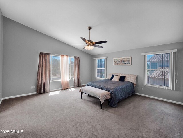 981 N Quail Ln, Gilbert, AZ 85233 - carpeted bedroom with vaulted ceiling and a ceiling fan