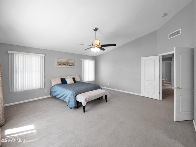 981 N Quail Ln, Gilbert, AZ 85233 - carpeted bedroom with vaulted ceiling and ceiling fan