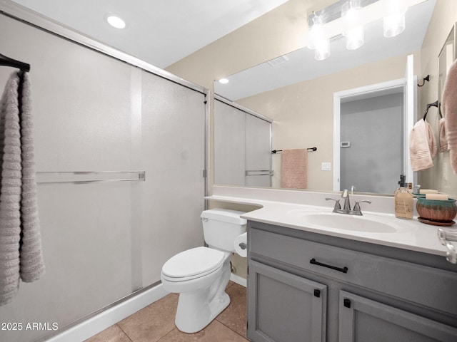 981 N Quail Ln, Gilbert, AZ 85233 - bathroom featuring vanity, a shower stall, and tile patterned flooring