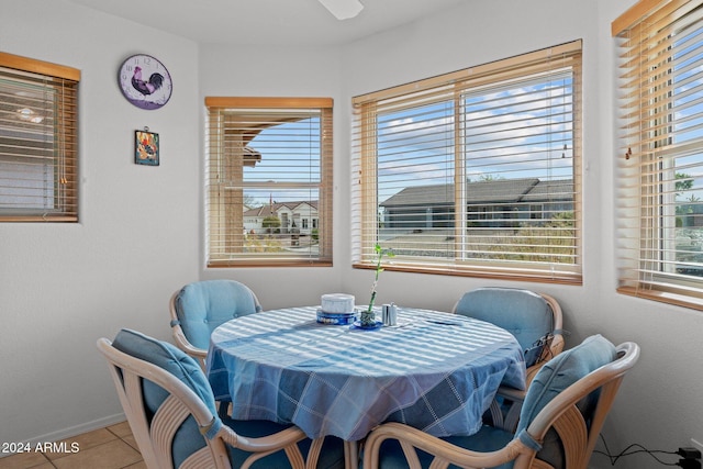 tiled dining area featuring a wealth of natural light