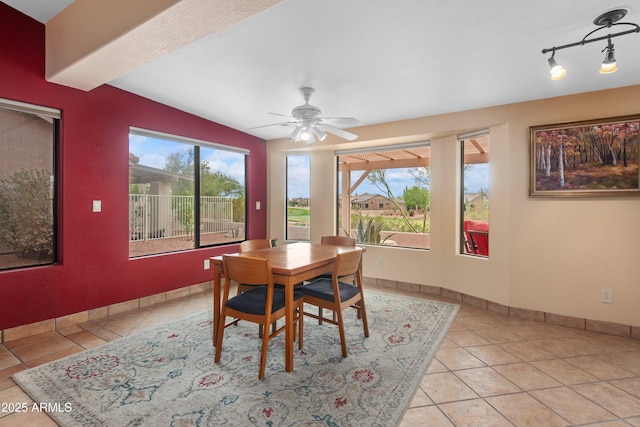 5552 S Feather Bush Ct, Gold Canyon, AZ 85118 - tiled dining area with ceiling fan and baseboards