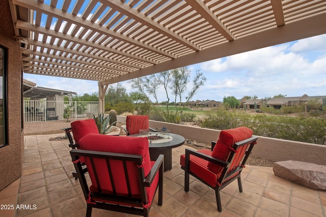 5552 S Feather Bush Ct, Gold Canyon, AZ 85118 - view of patio with fence and a fire pit
