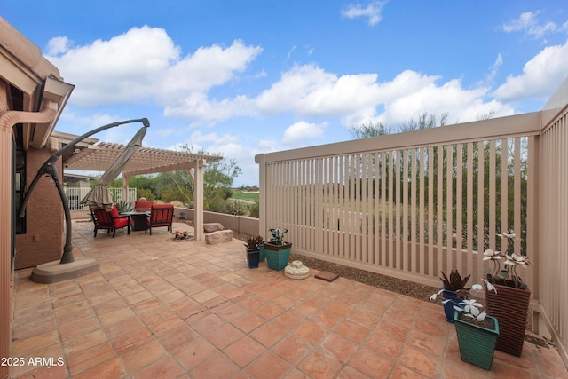 5552 S Feather Bush Ct, Gold Canyon, AZ 85118 - view of patio / terrace featuring a pergola and fence