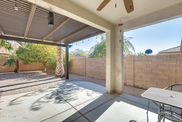 view of patio / terrace with ceiling fan