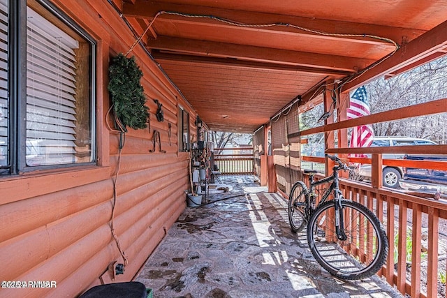 view of patio / terrace featuring an exterior structure