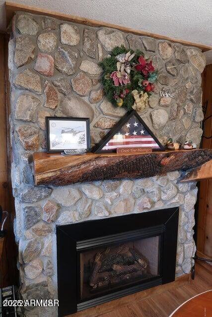 room details featuring a fireplace