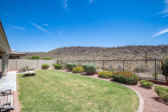 view of yard with a mountain view