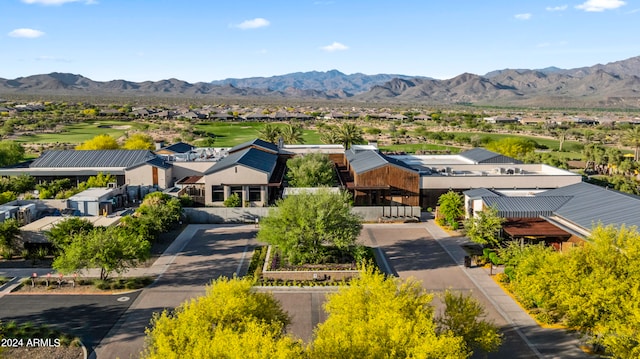 drone / aerial view featuring a mountain view