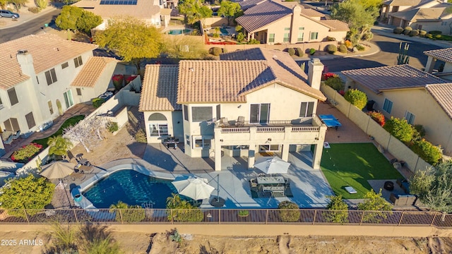 bird's eye view with a residential view