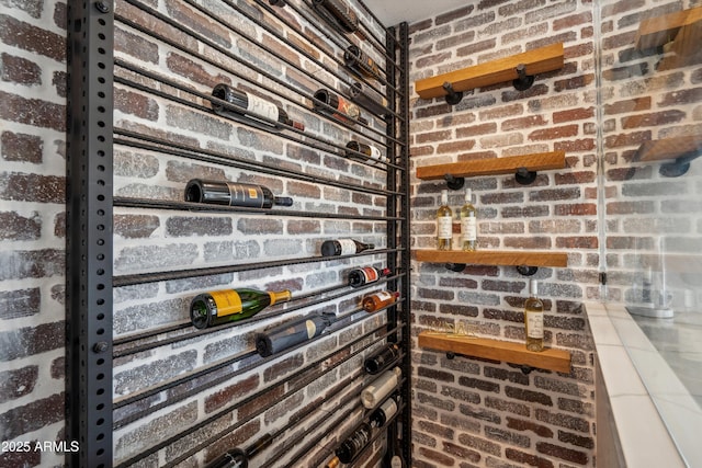 wine area with brick wall